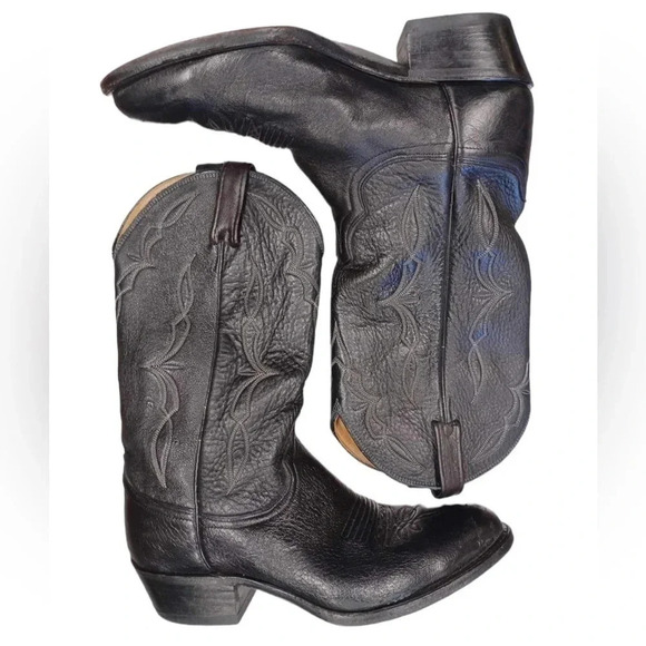💥HOST  PICK💥 Dan Post Vintage Black Cowboy Boots Size 10.5 EW - Picture 2 of 14
